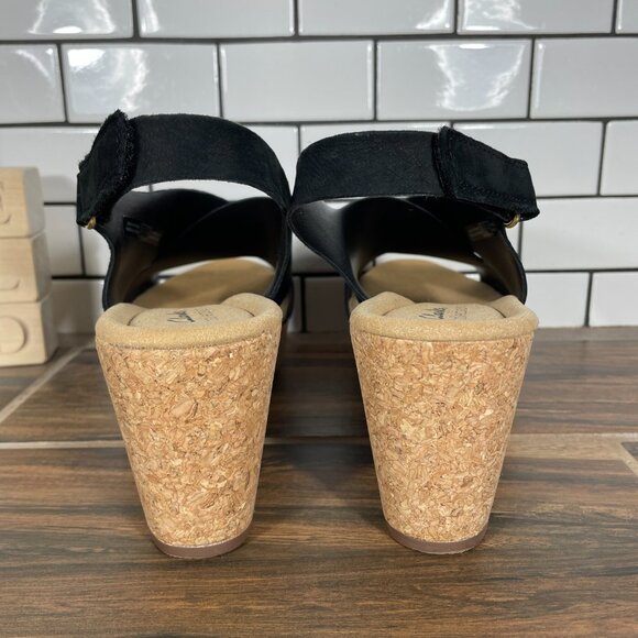 Clarks Annadel Eirwyn Womens Size 12 Shoes Black Nubuck Slingback Wedge Sandal - Picture 4 of 12